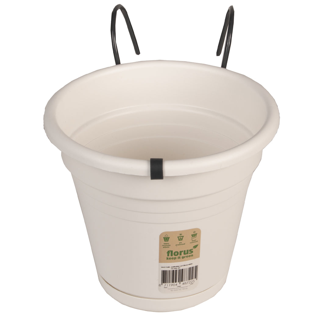 Florus White Balcony Pot Holder 20cm