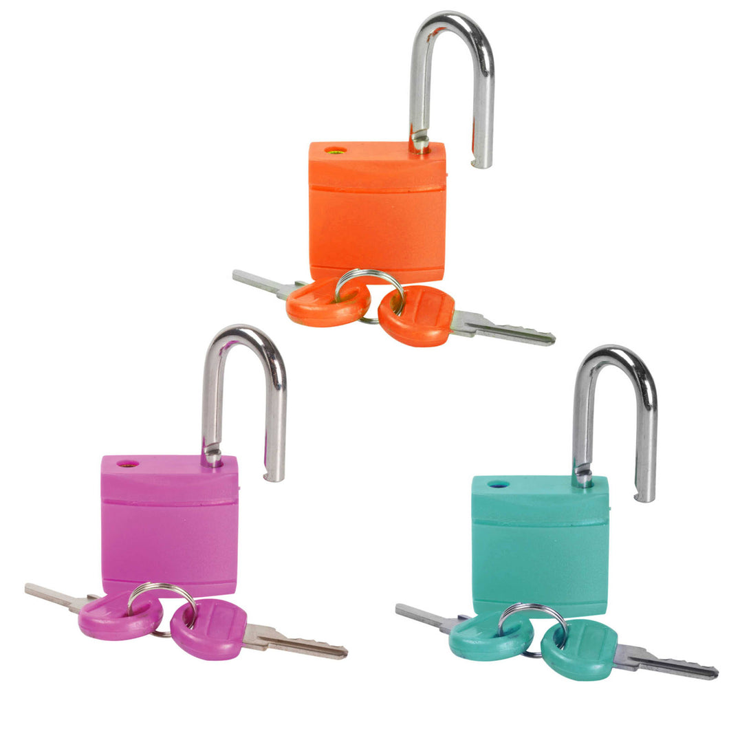 32mm Coloured Padlock With 2 Keys Assorted