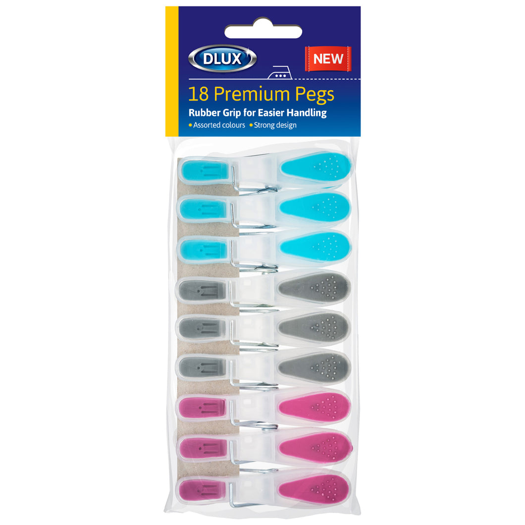 DLUX Premium Pegs With Rubber Grips 18 Pack