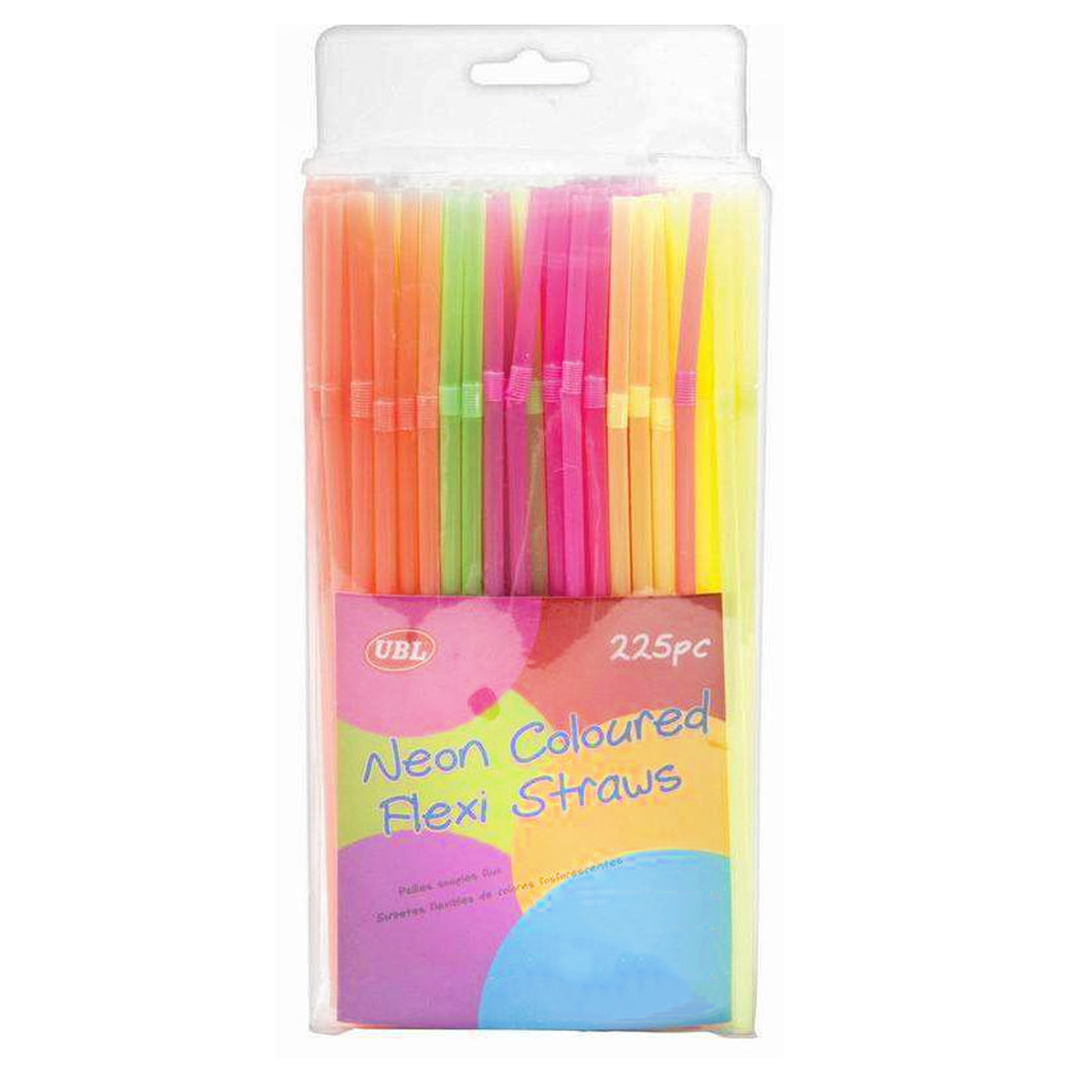 Drinking Straws Neon 225 Pack