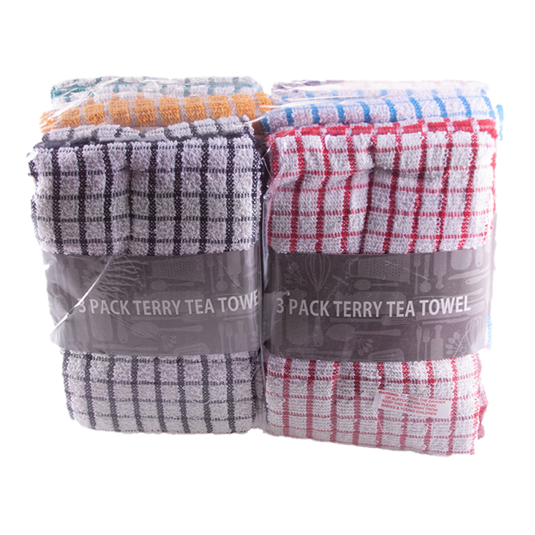 Terry Tea Towels 3 Pack Assorted