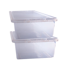 Load image into Gallery viewer, 43 Litre Clear Plastic Rectangular Storage Box 2 Pack
