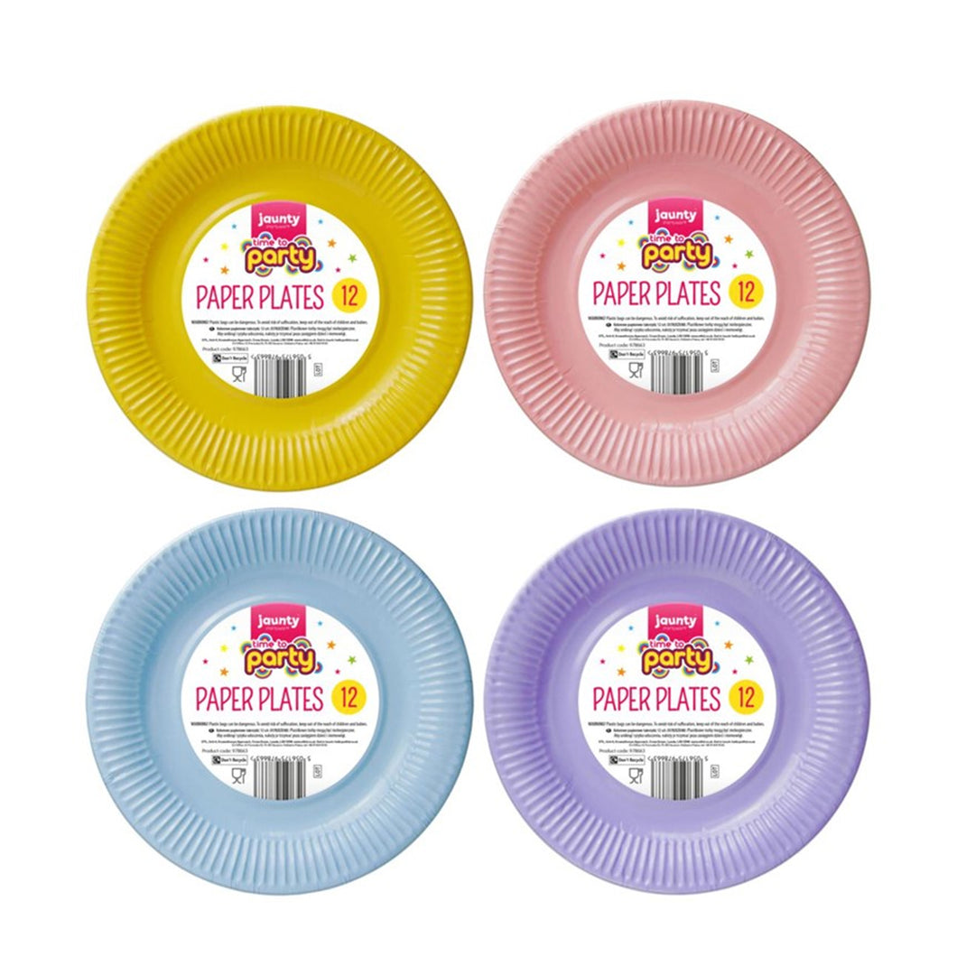 Colourful Paper Plates 9''  12 Pack