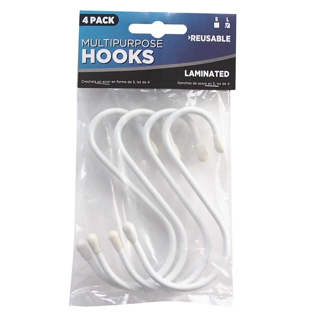 S-Shape Multipurpose Laminated Hooks 4 Pack