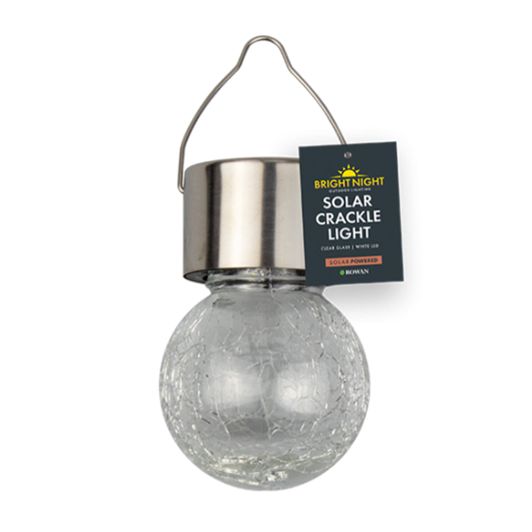 Bright Night Solar Clear Glass Crackle Ball Light