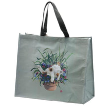 Load image into Gallery viewer, Puckator Floral Cat In Pot Recycled Shopping Bag
