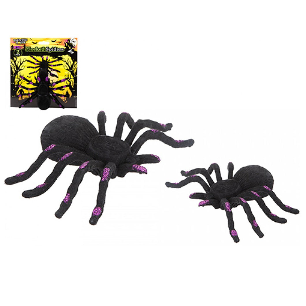 Haunted House Set Of 2 Flocked Spiders