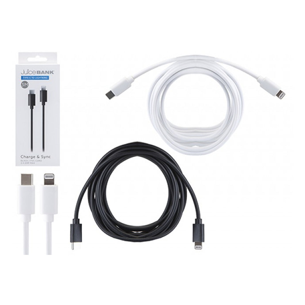 Juice Bank USB-C Lightning Charging Cable 3M Assorted