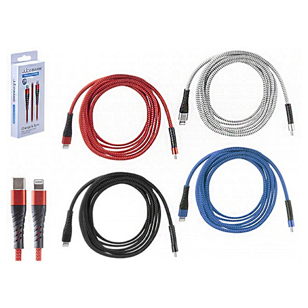 Juice Bank USB-C - Lightning Charging Cable 3M Assorted