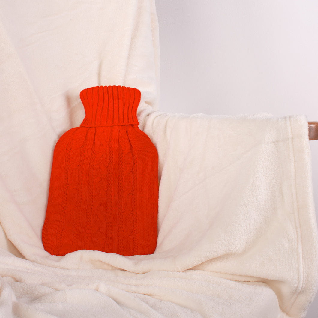 Cozy And Warm Large 2L Knitted Hot Water Bottle Red