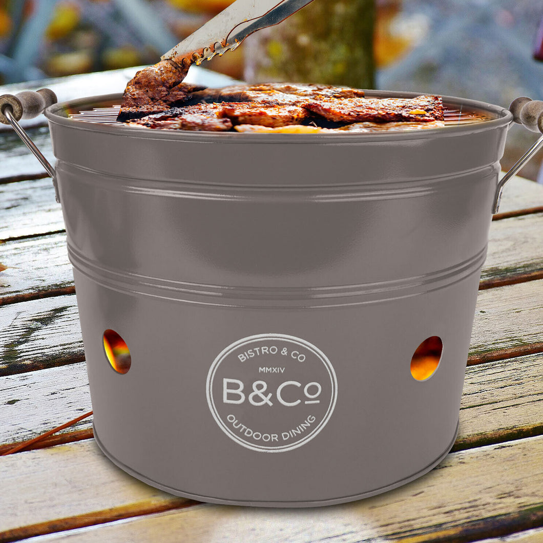 B&Co Grey Karridale Family Sized Portable Bucket BBQ