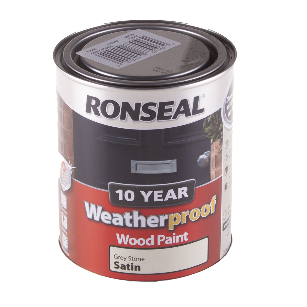 Ronseal Grey Stone Satin Waterproof Wood Paint 750ml