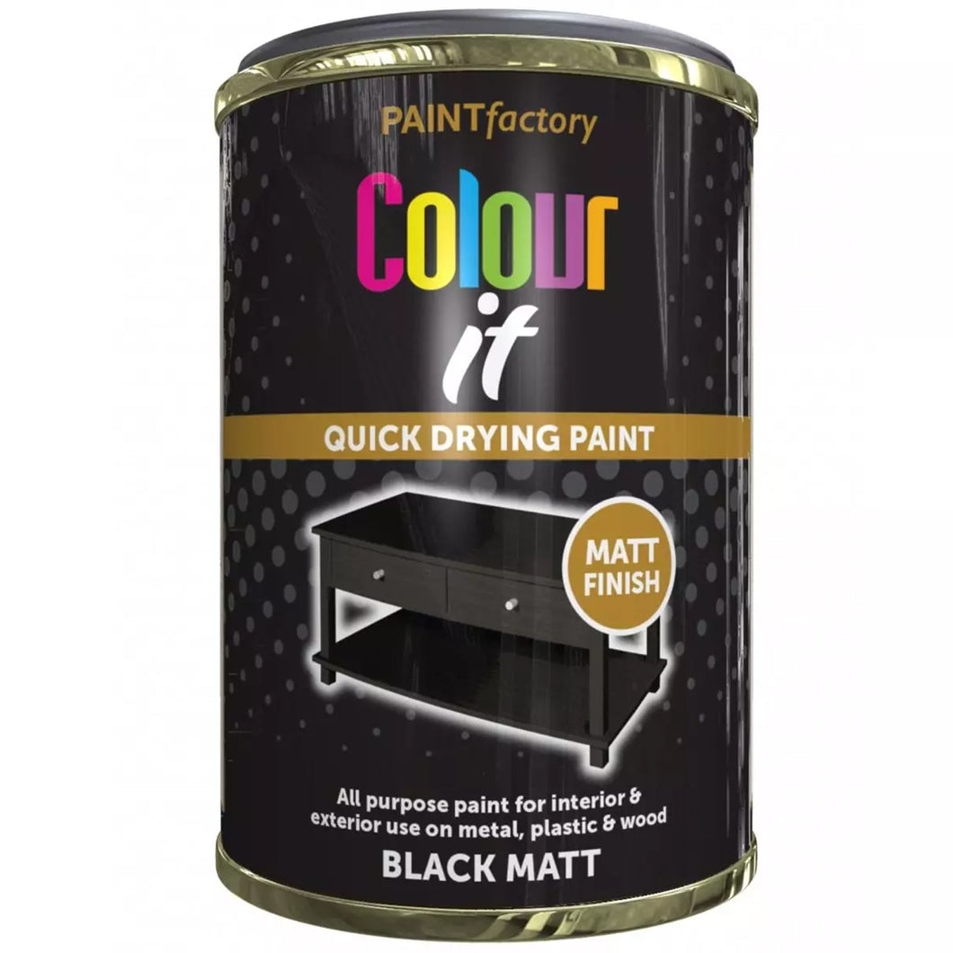 Paint Factory Quick Drying Black Matt Paint 300ml