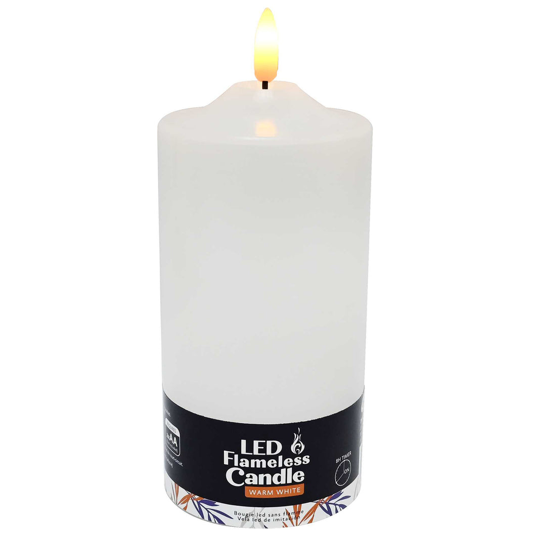 Warm White LED Flameless Candle 7.5cm x 15cm