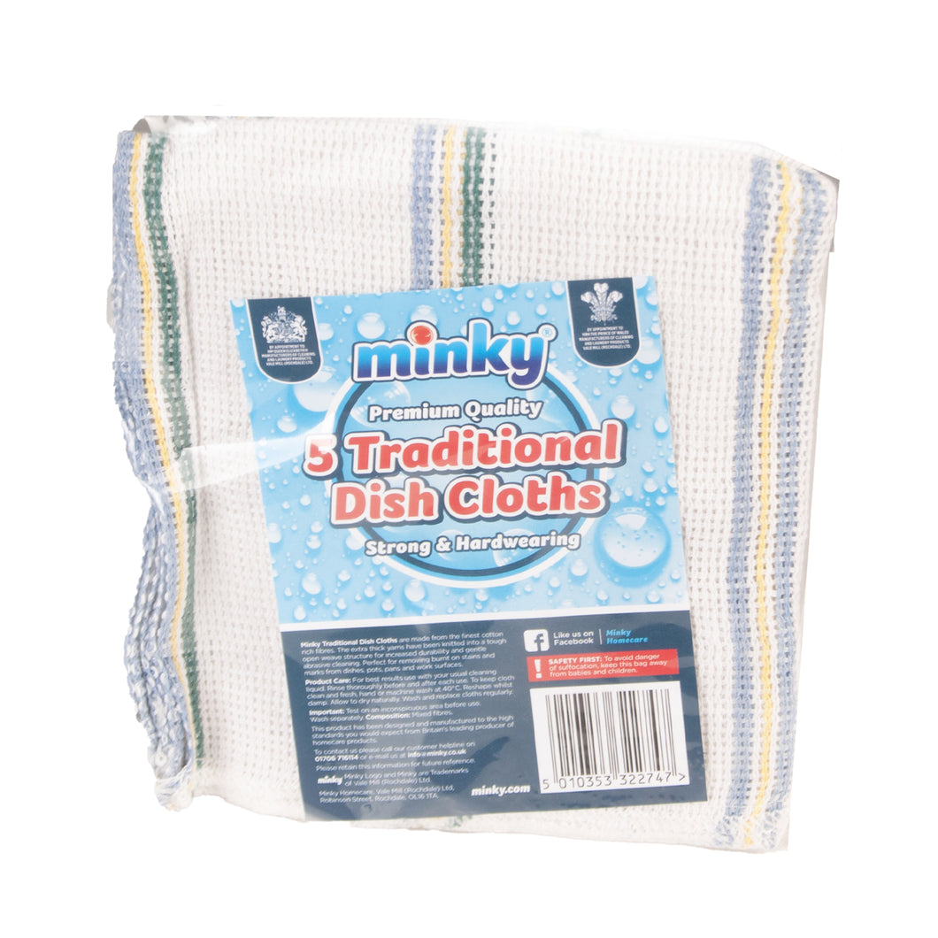 Minky Premium Quality Traditional Dish Cloths 5 Pack