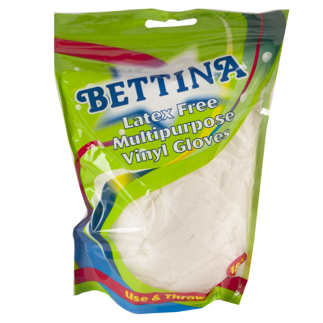 Bettina Latex Free Multipurpose Vinyl Gloves 18 Pack