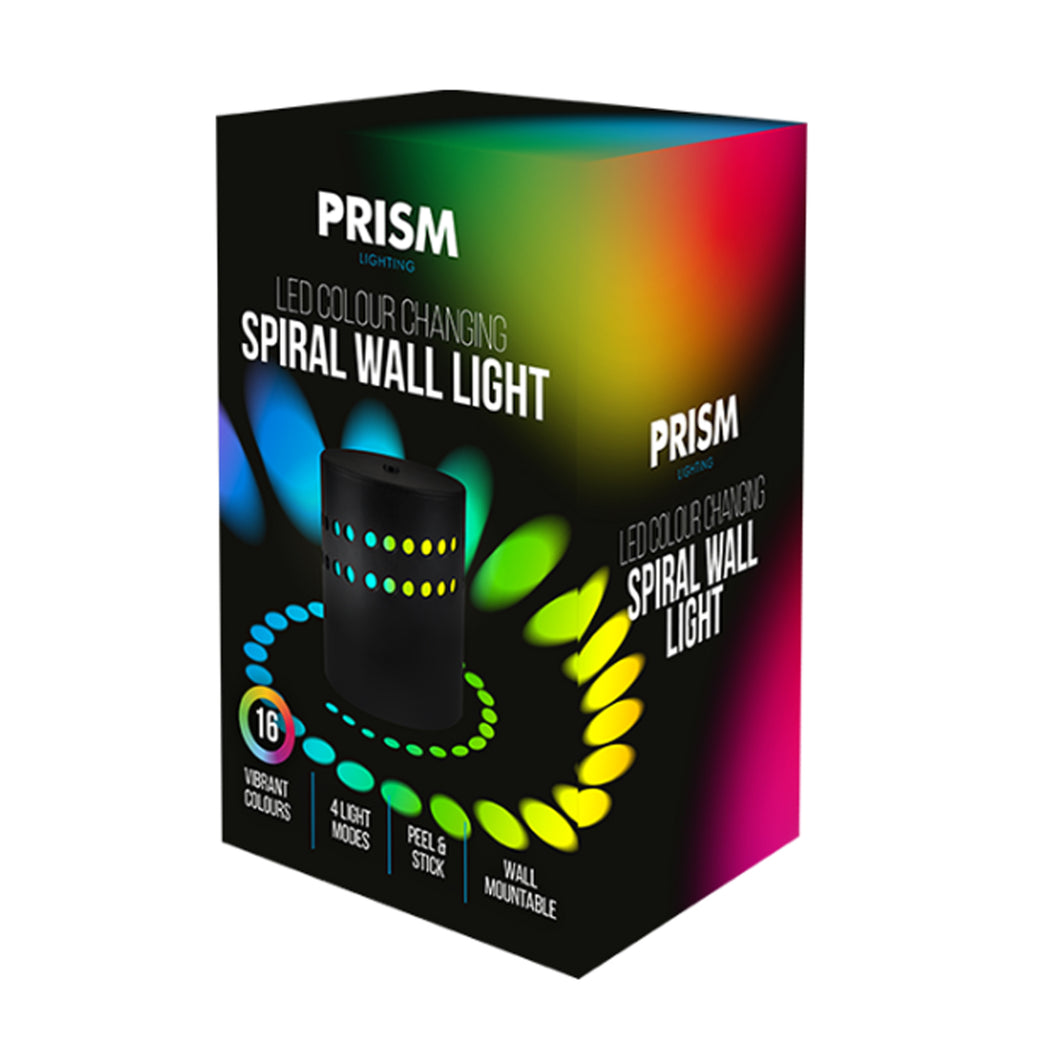Prism LED Colour Changing Spiral Wall Light