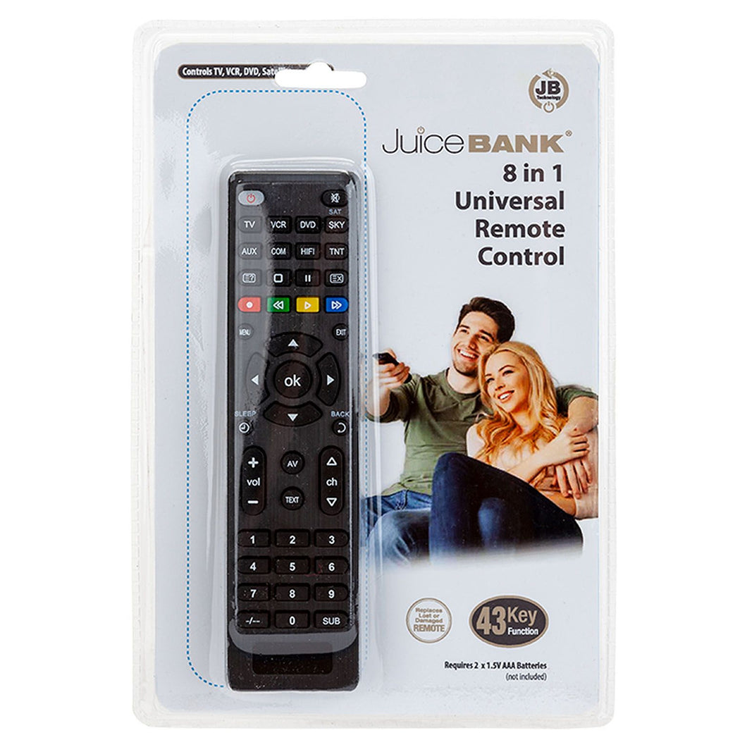 Juice Bank Black 8-in-1 Universal Remote Control