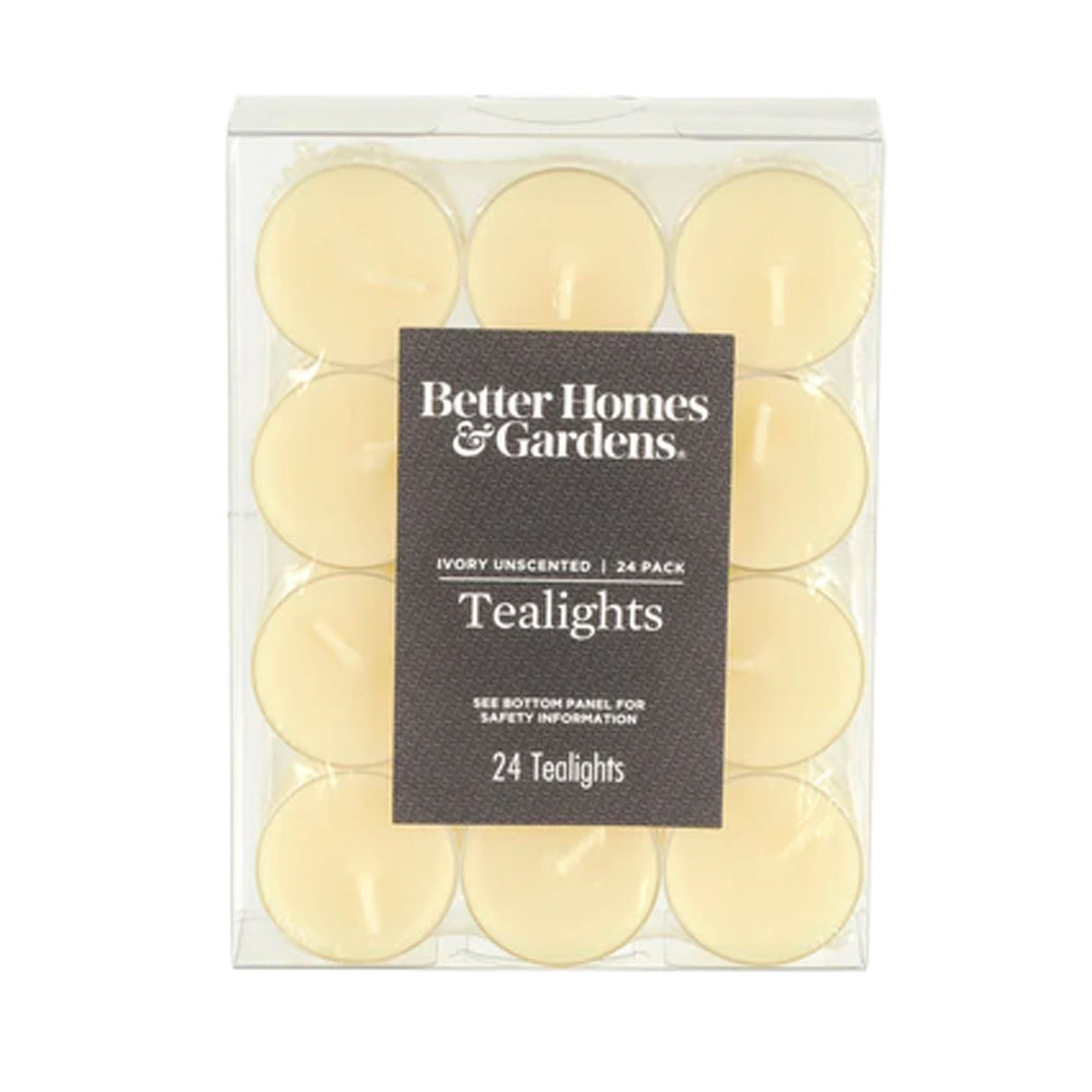 Better Homes & Gardens Tea Light Candles 24 pack Ivory