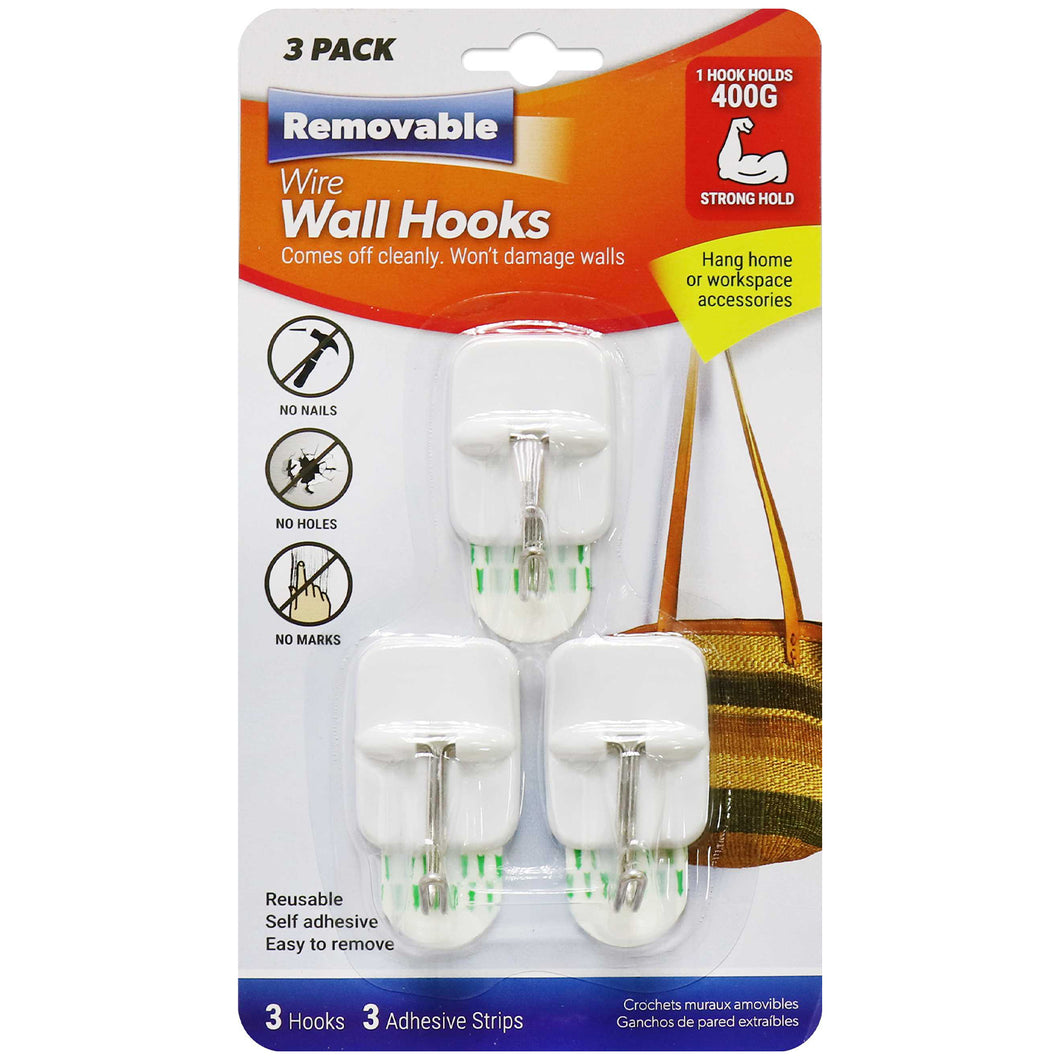 Removable Wire Wall Hooks 3 Pack