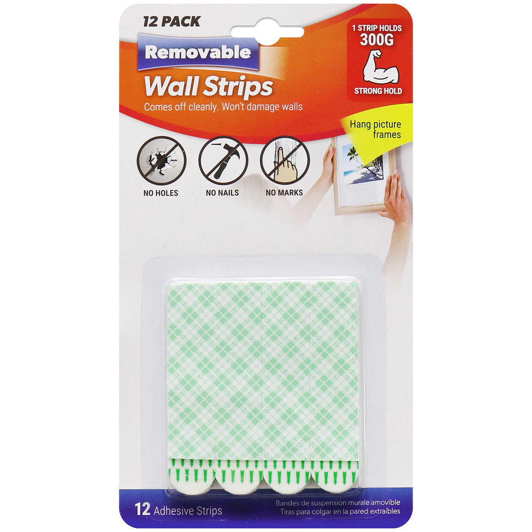 Removable Adhesive Wall Strips 12 Pack