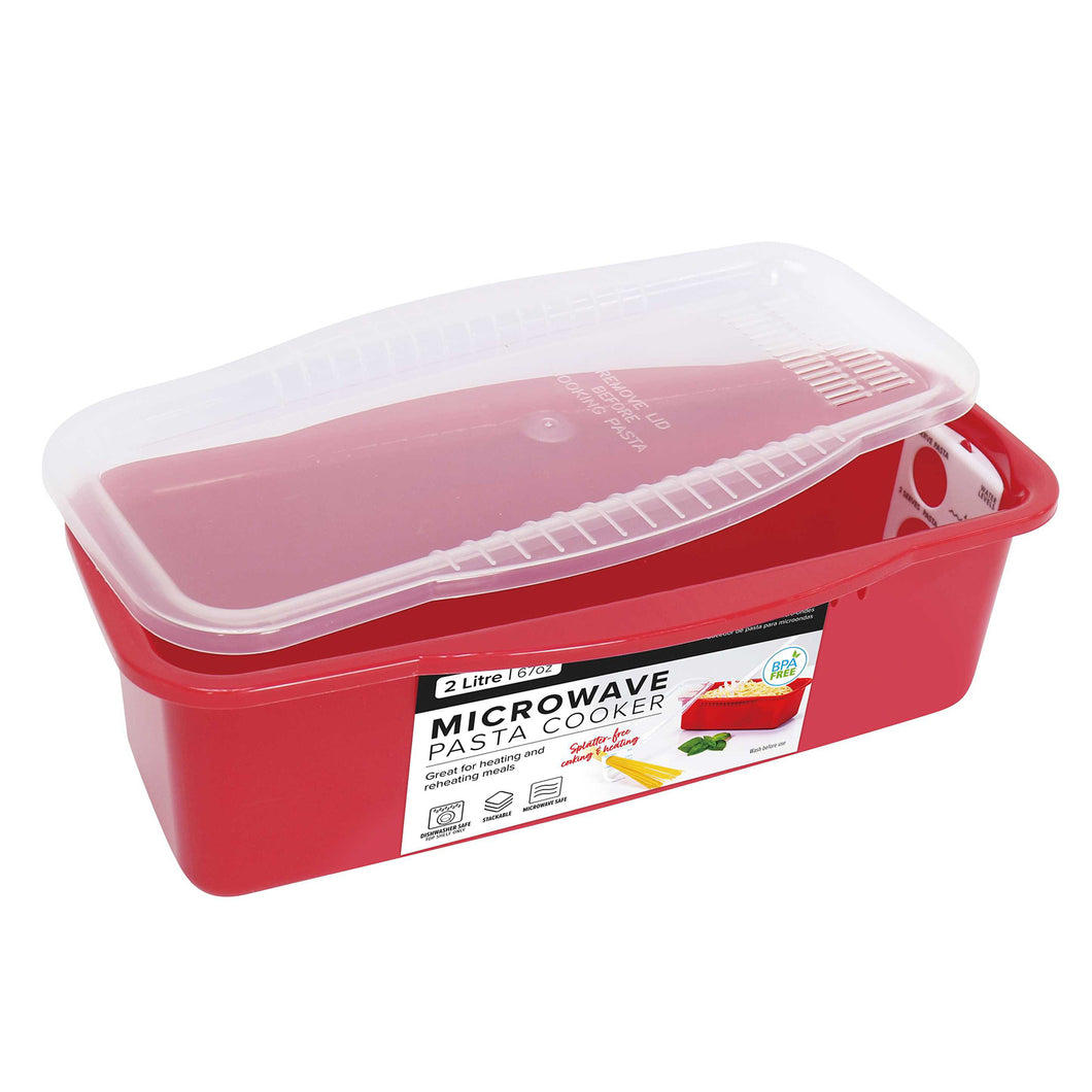 Microwave Red Pasta Cooker Food Storage Box 2L