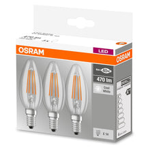 Load image into Gallery viewer, Osram Cool White LED Bulb Candle 40w E14 3 Pack
