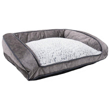 Load image into Gallery viewer, Rosewood Grey Plush Fleece Lined Sofa Dog Bed 74cm
