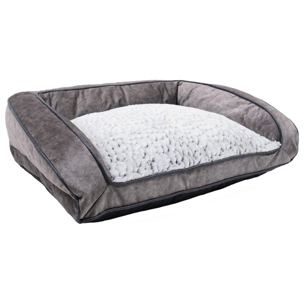 Rosewood Grey Plush Fleece Lined Sofa Dog Bed 74cm