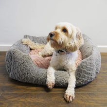 Load image into Gallery viewer, Rosewood Grey &amp; Pink Medium Square Dog Bed
