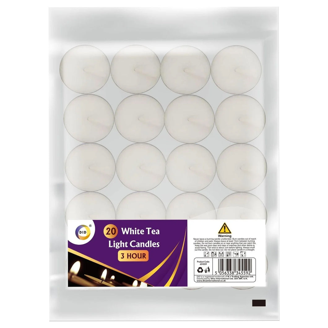 DID White Tea Light Candles 20 Pack