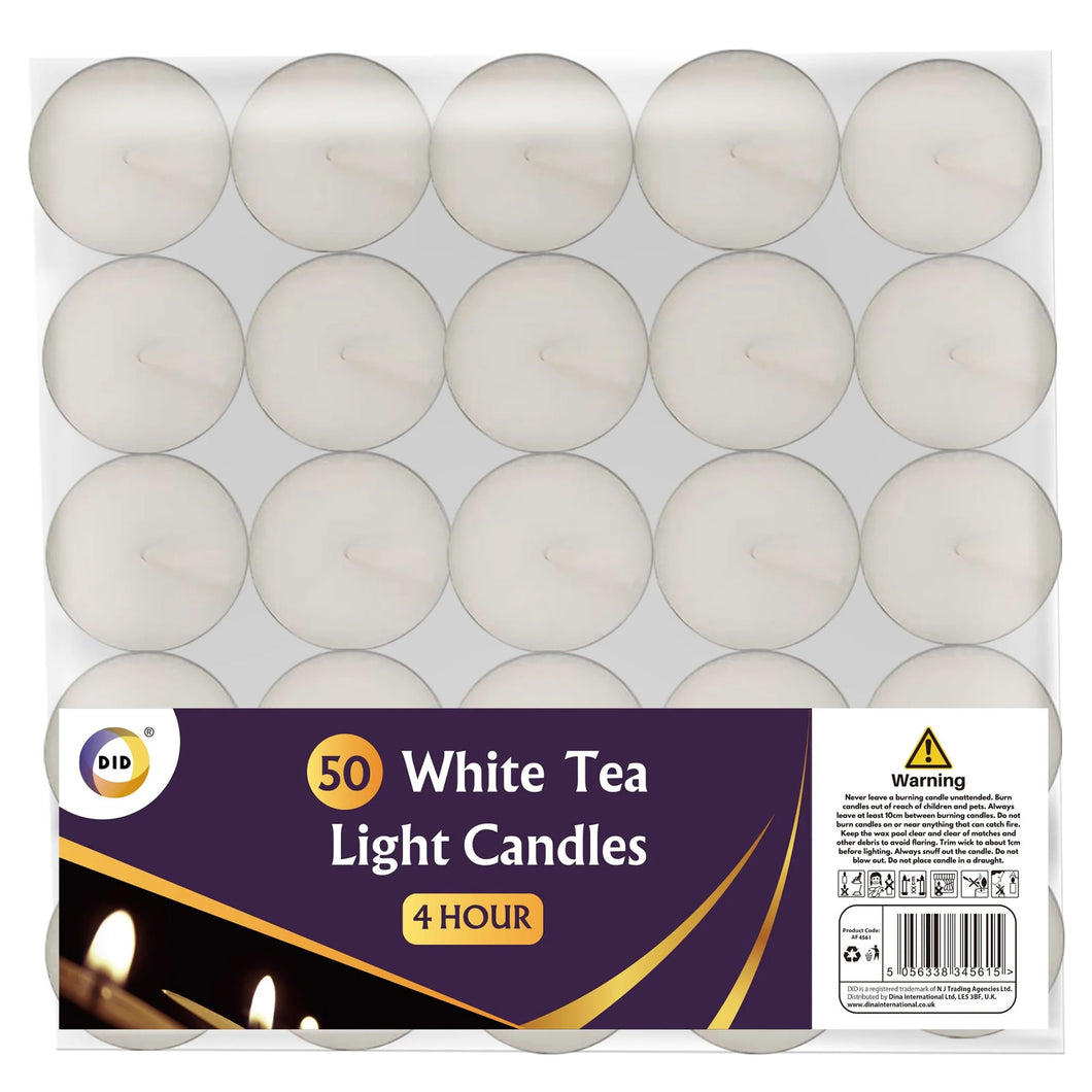 DID White Tea Light Candles 50 Pack