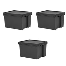 Load image into Gallery viewer, 3 Wham Bam Black Recycled Heavy Duty Storage Boxes &amp; Lid 45L
