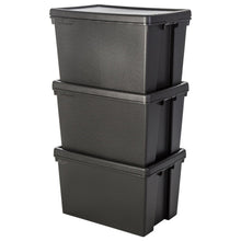 Load image into Gallery viewer, 3 Wham Bam Black Recycled Heavy Duty Storage Boxes &amp; Lid 62L
