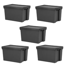 Load image into Gallery viewer, 5 Wham Bam Black Recycled Heavy Duty Storage Boxes  &amp; Lid 62L
