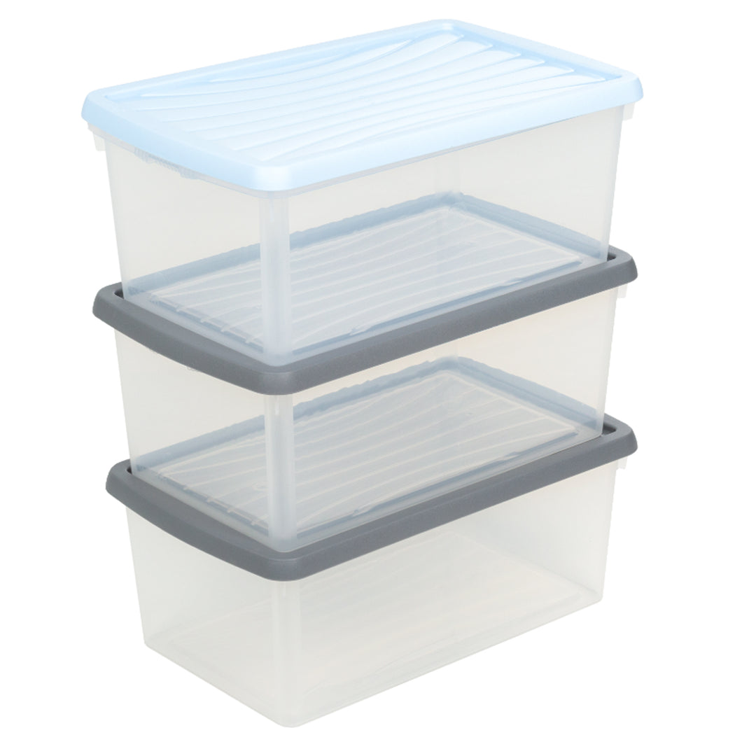 Wham Set Of 3 Storage Boxes With Lids 9L