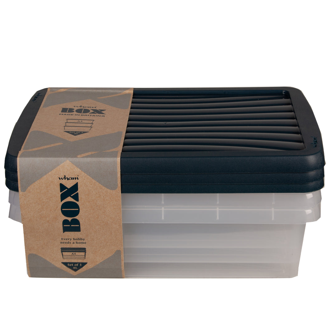Wham Set Of 3 Storage Boxes With Lids 8L