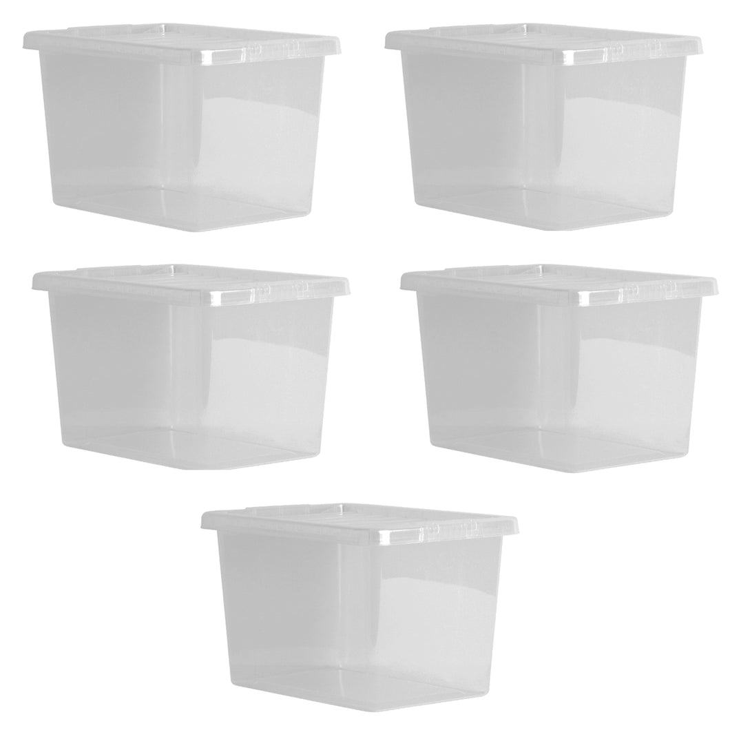 Wham Crystal Storage Box With Lid 20L 5 Pack