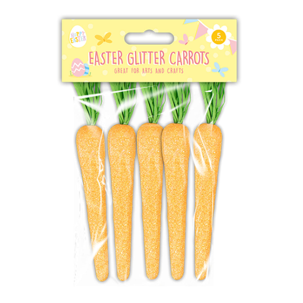 Happy Easter Glitter Carrots 5 Pack