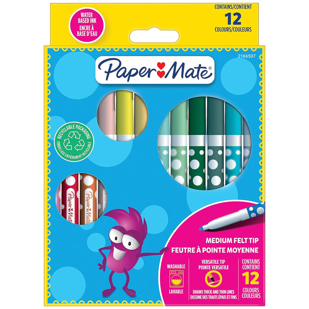 Paper Mate Kids Colour Felt Pens 12 Pack
