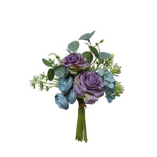 Load image into Gallery viewer, Artificial Purple Blue Rose Mix Bundle 28cm
