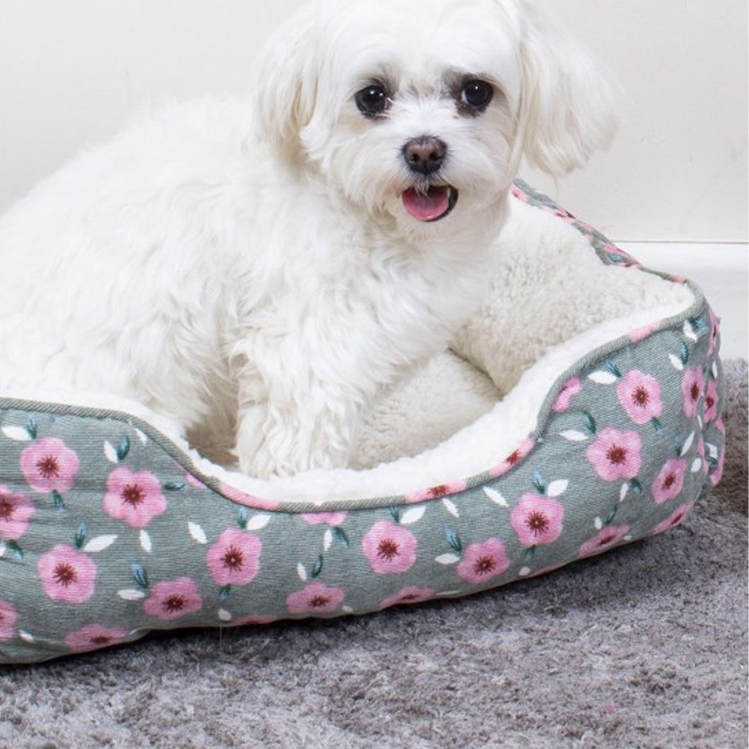 Sweet Dreams Grey Small Floral Dog Bed