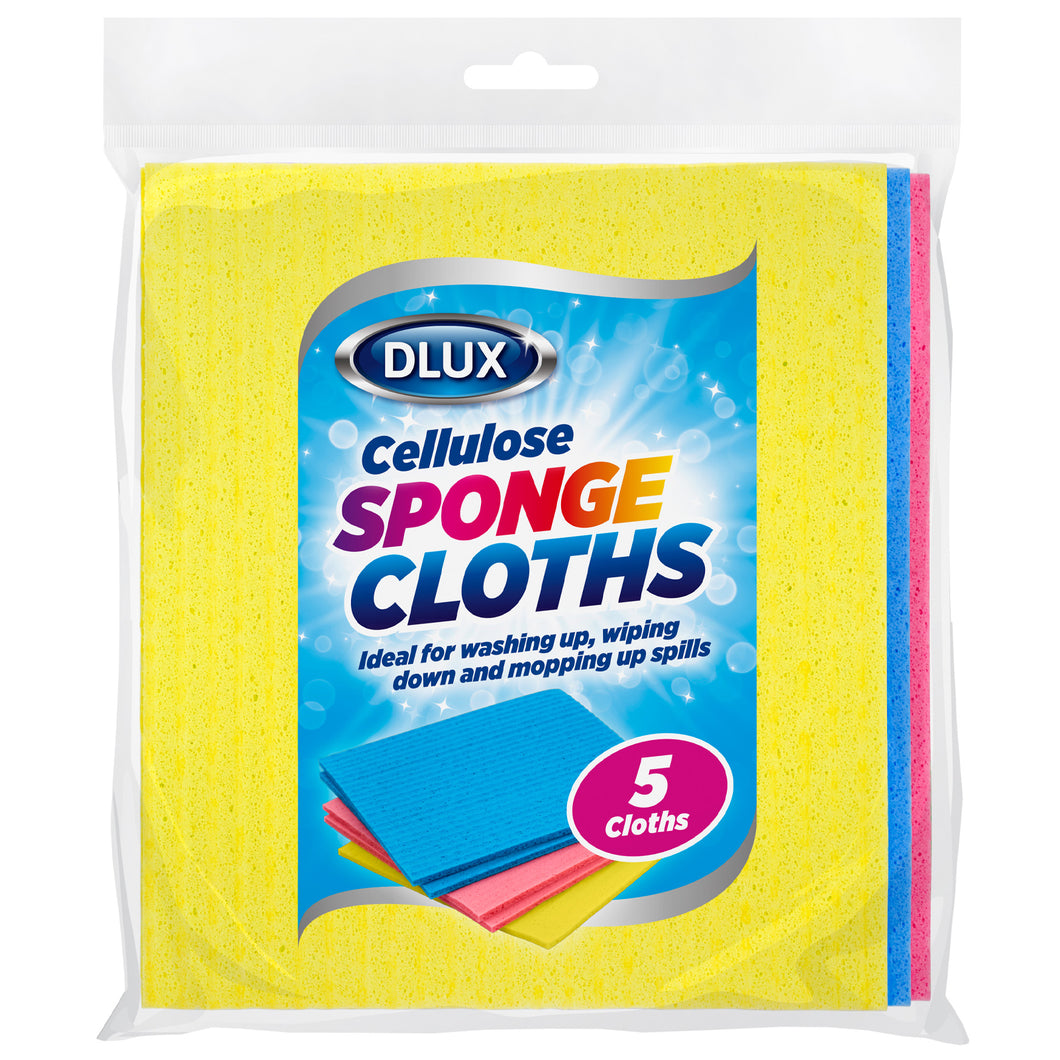 DLUX Cellulose Sponge Cloths 5 Pack
