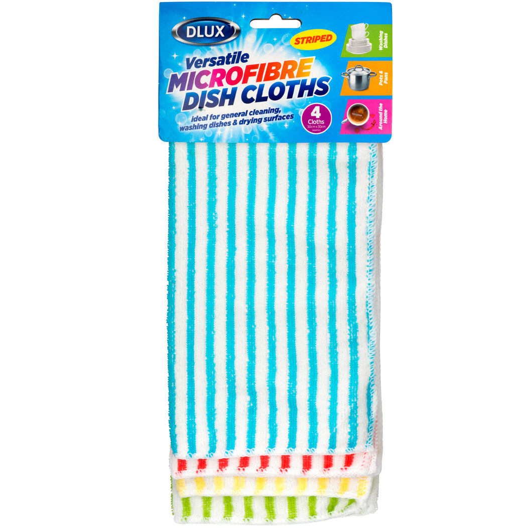 DLUX Microfibre Striped Dish Cloths 4 Pack