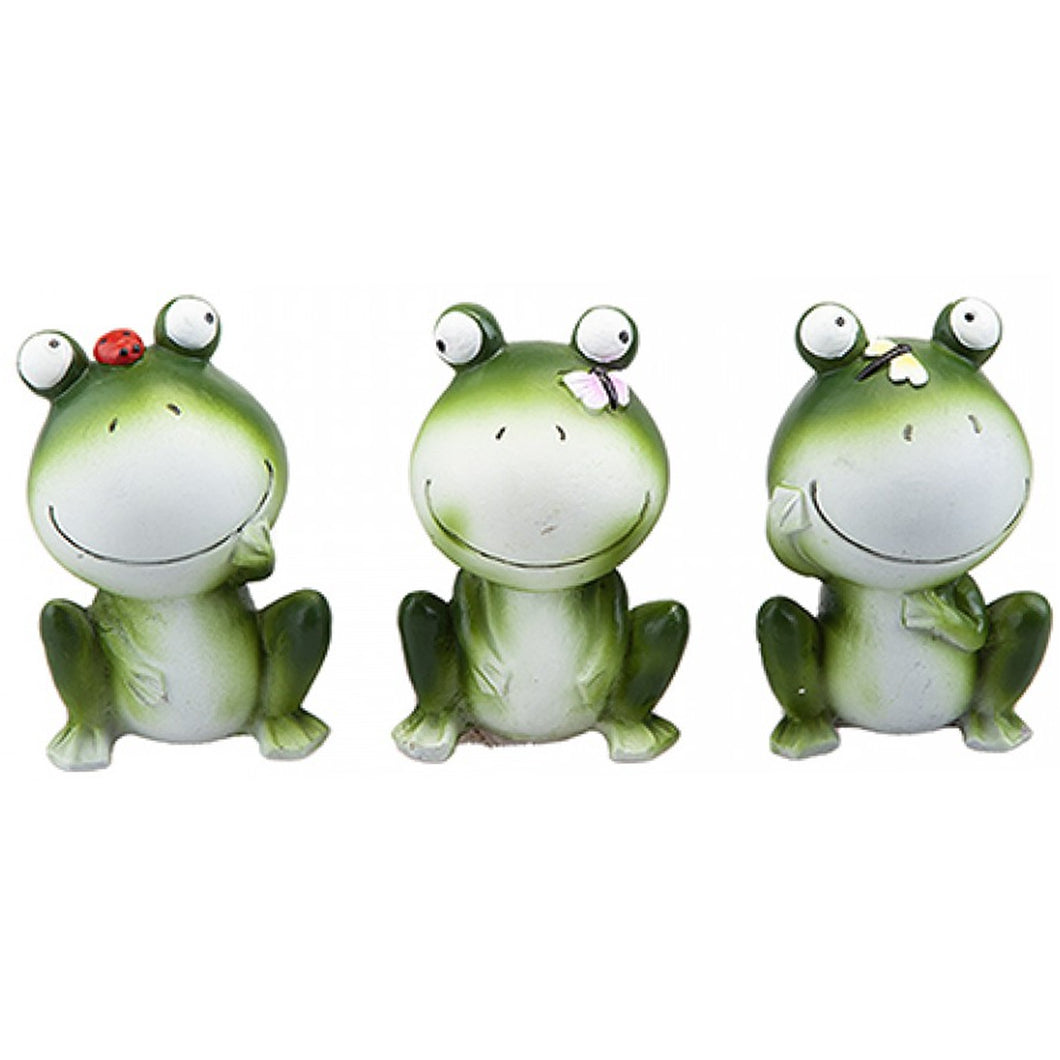 Cement Frog With Insect Garden Decoration Assorted