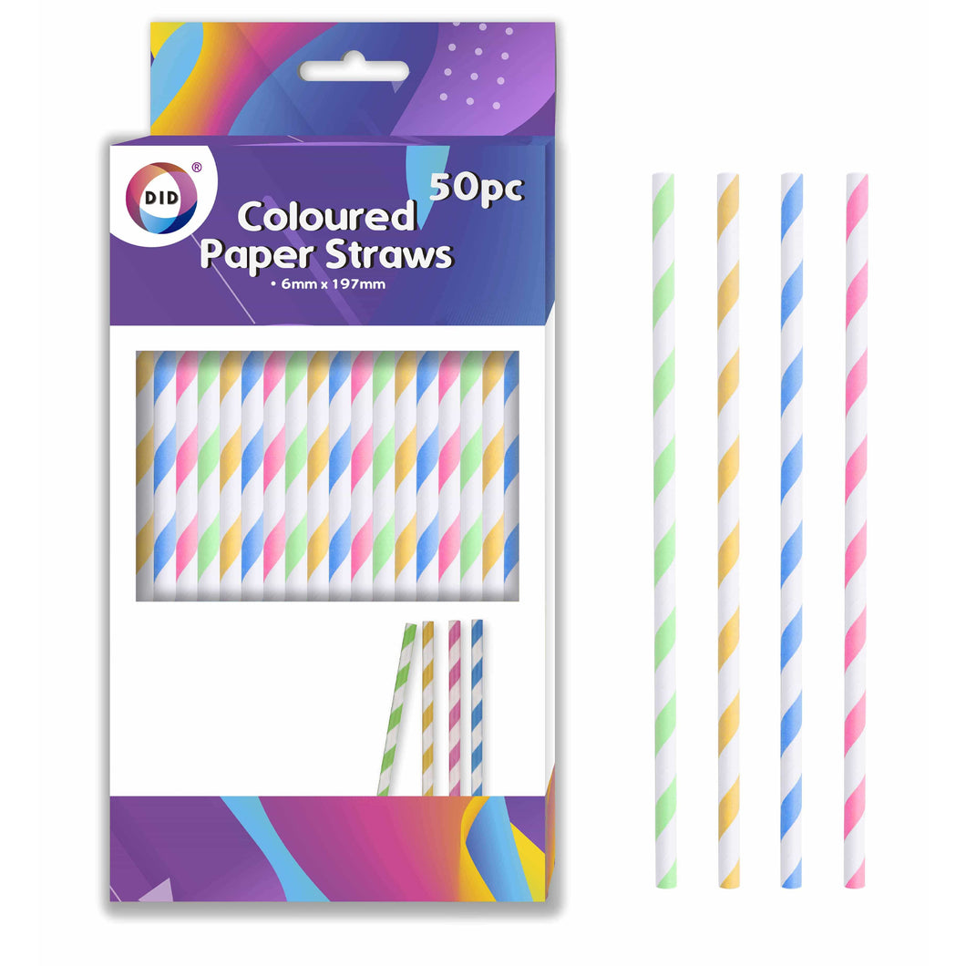 DID Coloured Paper Straws 50 Pack