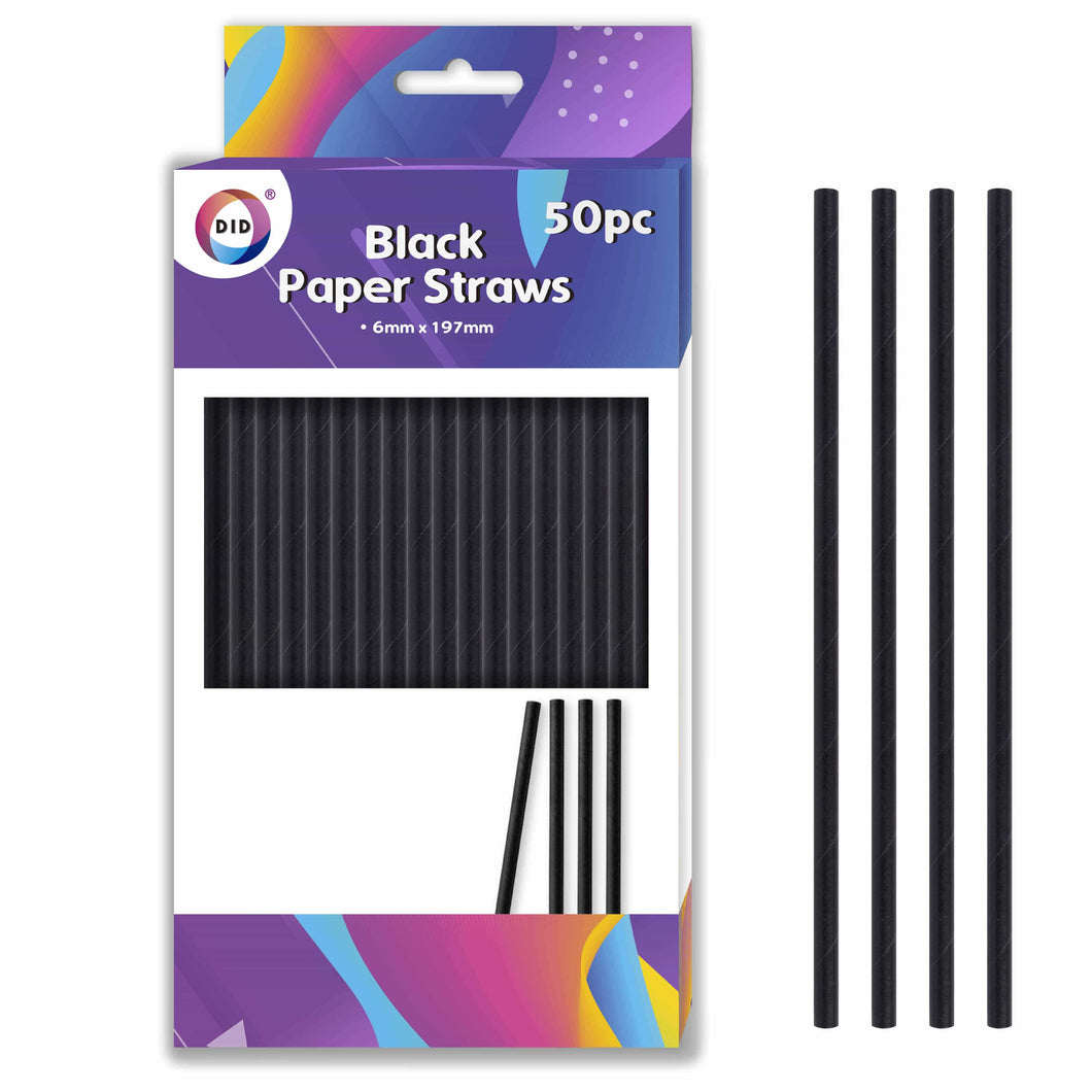 DID Black Paper Straws 50 Pack