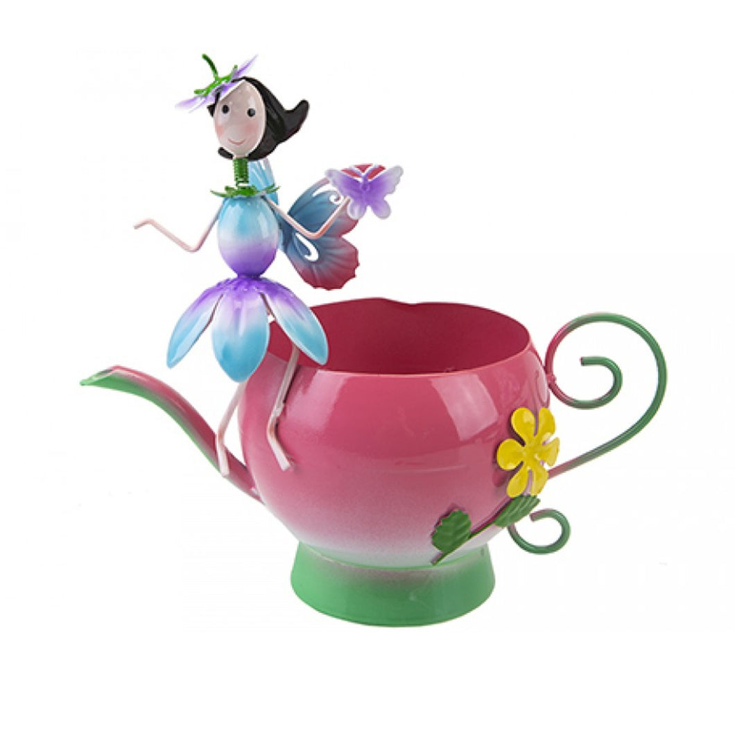 The Fairies Enchanted Garden Novelty Metal Fairy With Teapot Ornament