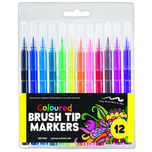 Load image into Gallery viewer, Coloured Brush Tip Markers 12 Pack
