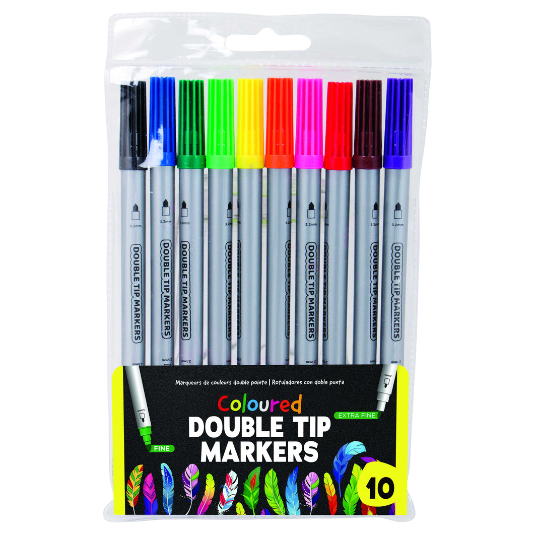 Coloured Double Tip Markers 10 Pack